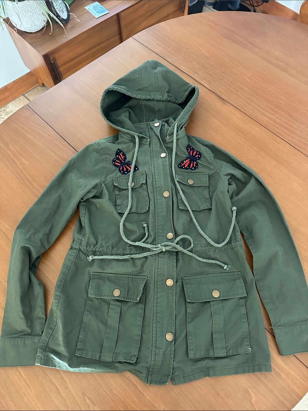Market & Spruce Olive Green Hooded Utility Jacket